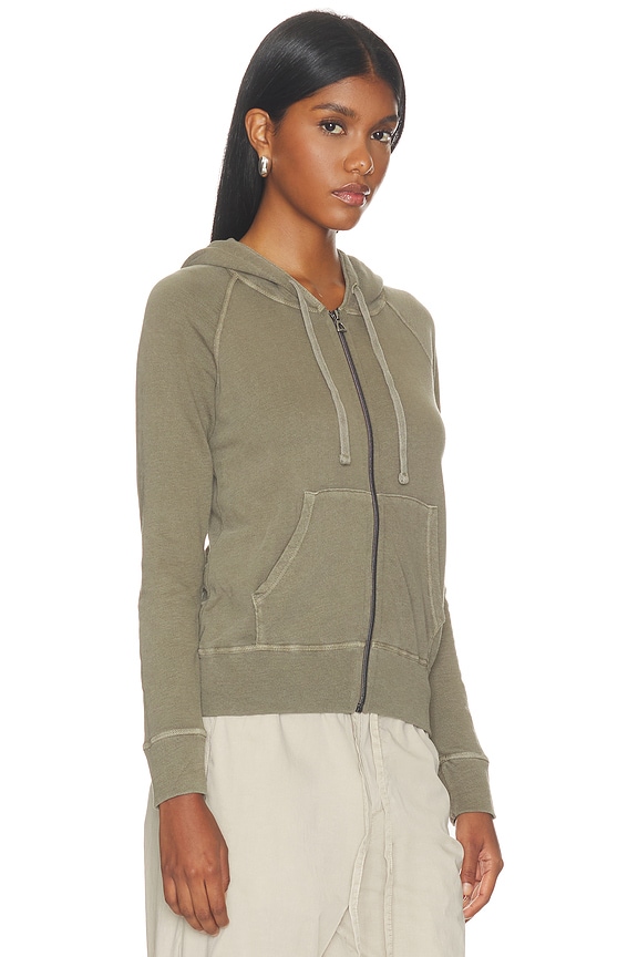 view 2 of 4 SUDADERA CON CAPUCHA Y CREMALLERA DE FELPA FRANCESA VINTAGE in Light Olive