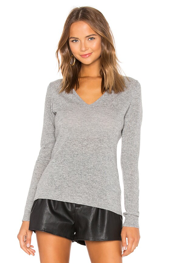 view 2 of 5 V Neck Cashmere Sweater in Heather Grey