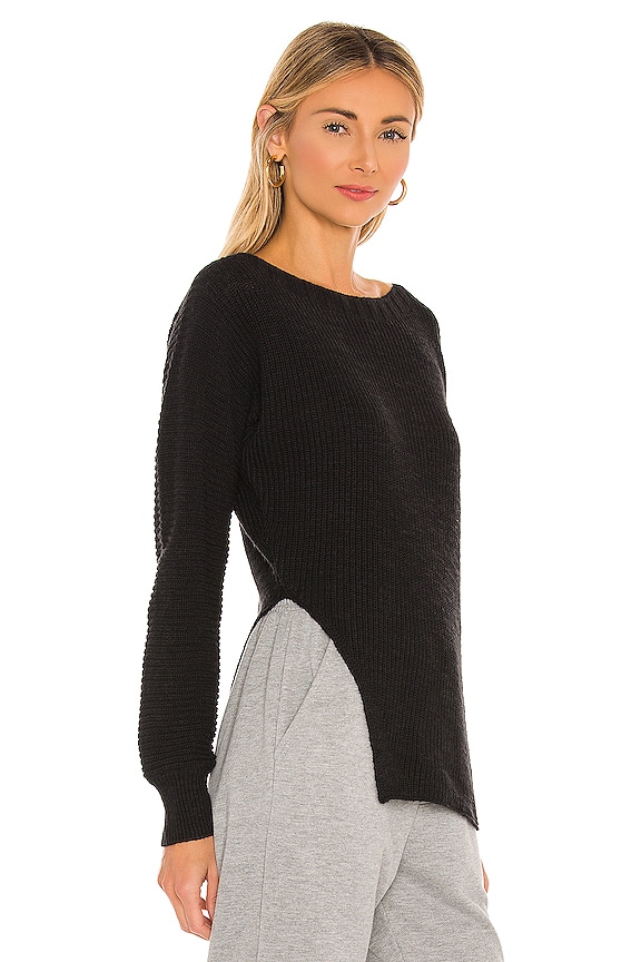 view 2 of 4 Cotton Boat Neck Sweater in Black