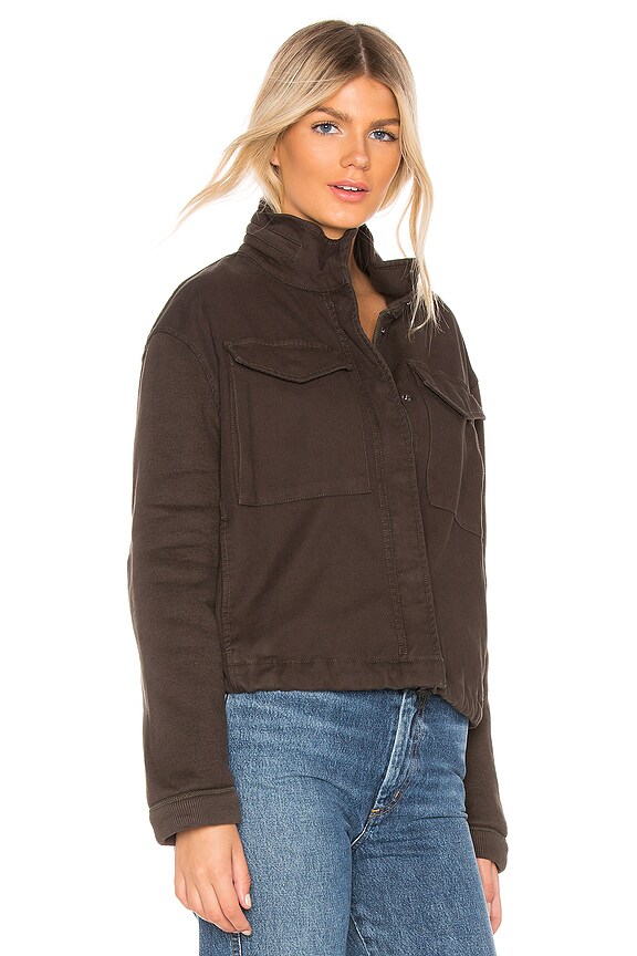 view 2 of 4 Crop Army Mixed Media Jacket in Faded Cast Iron