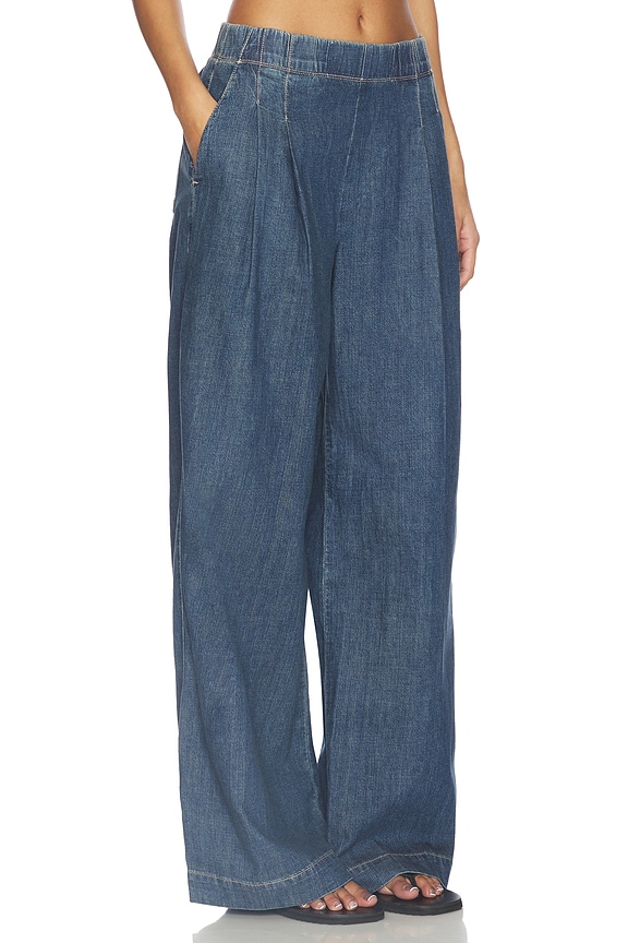 view 2 of 6 Denim Pleated Pant in Medium Wash