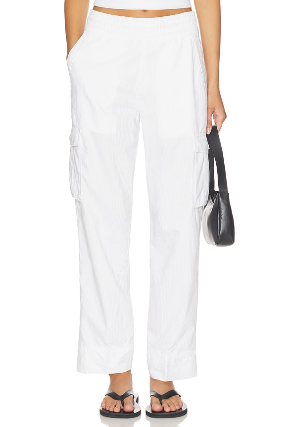 view 1 of 6 Cotton Lyocel Seersucker Stripe Pant in White