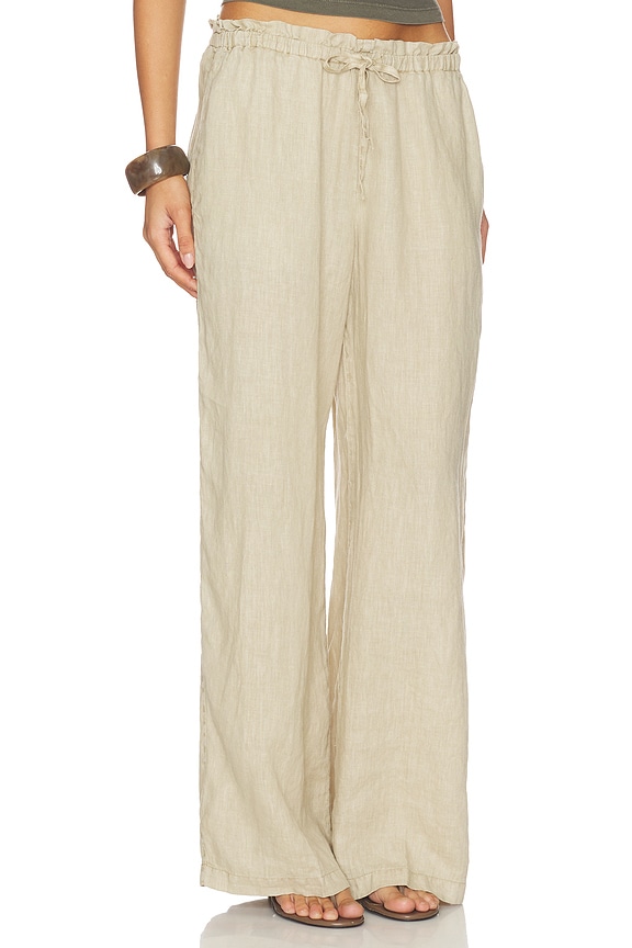 view 2 of 6 Paperbag Waist Linen Pant in Light Khaki