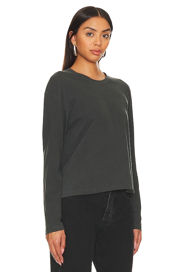 view 2 of 4 T-SHIRT BOXY MANCHES LONGUES in Carbon Pigment