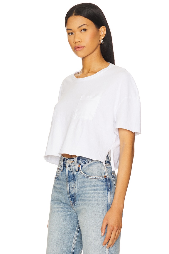 view 2 of 4 УКОРОЧЕННАЯ ФУТБОЛКА СВОБОДНОГО КРОЯ С КАРМАНОМ in White