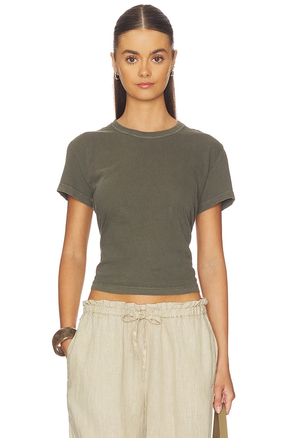view 1 of 4 Shrunken Crew Neck Shortsleeve Tee in Army Green