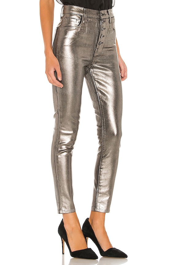 view 2 of 4 Lillie Coated High Rise Crop Skinny in Galactic Silver