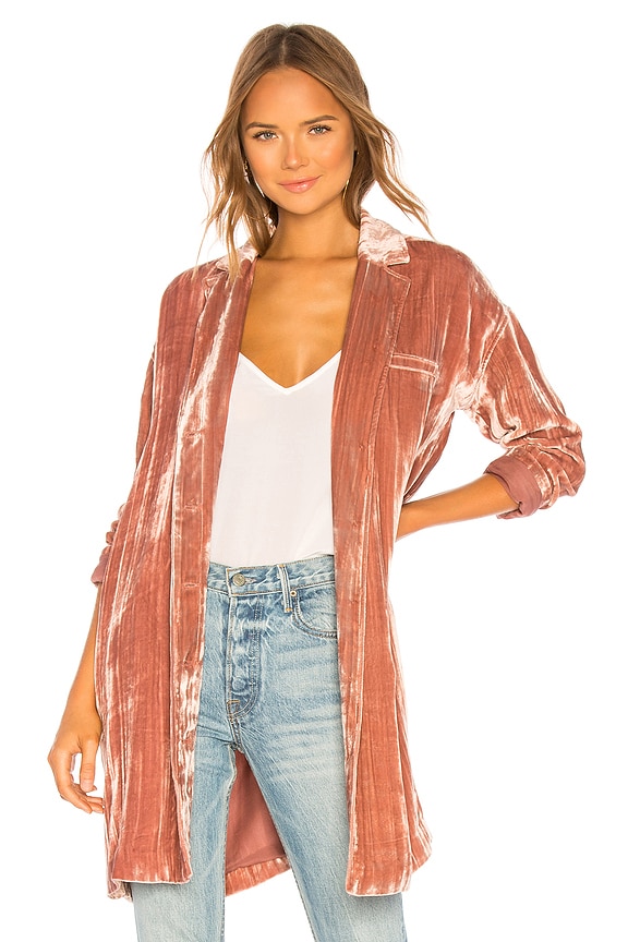 view 1 of 4 Regan Velvet Duster in Deep Blush