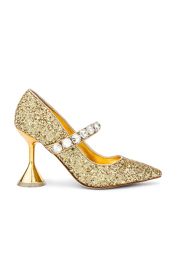 Jeffrey Campbell Perlah Heel in Gold Glitter Yellow | REVOLVE
