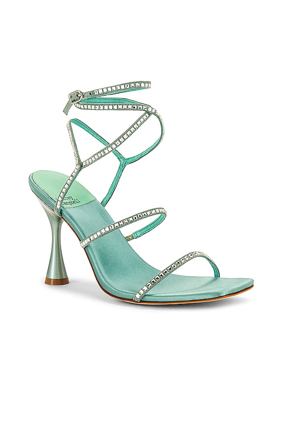 view 2 of 5 Glamorous Sandal in Turquoise Satin Silver