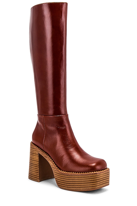 Platform Boot Bottom View Jeffrey Campbell The Band Platform Boot in Tan Natural Stack | REVOLVE