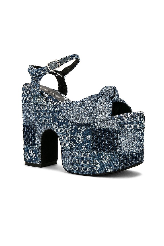 view 2 of 5 Risky Business Platform Sandal in Blue Denim Patchwork