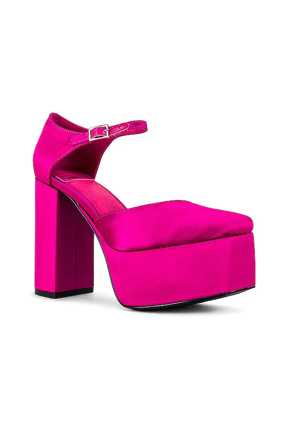 view 2 of 5 ESCARPIN OVER AND OUT in Fuchsia Satin