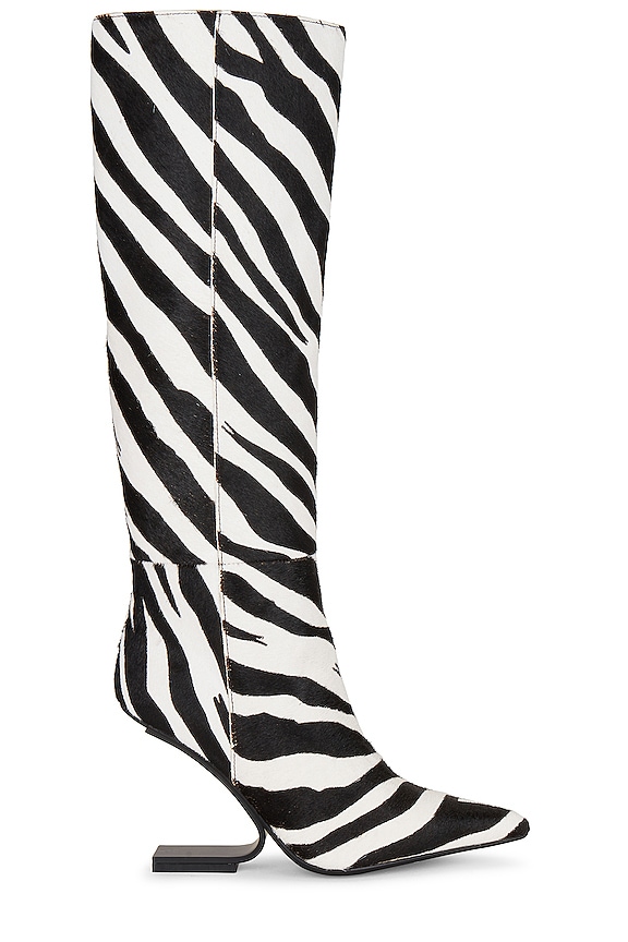 Jeffrey Campbell Compass Knee High Boot in Black & White Zebra | REVOLVE
