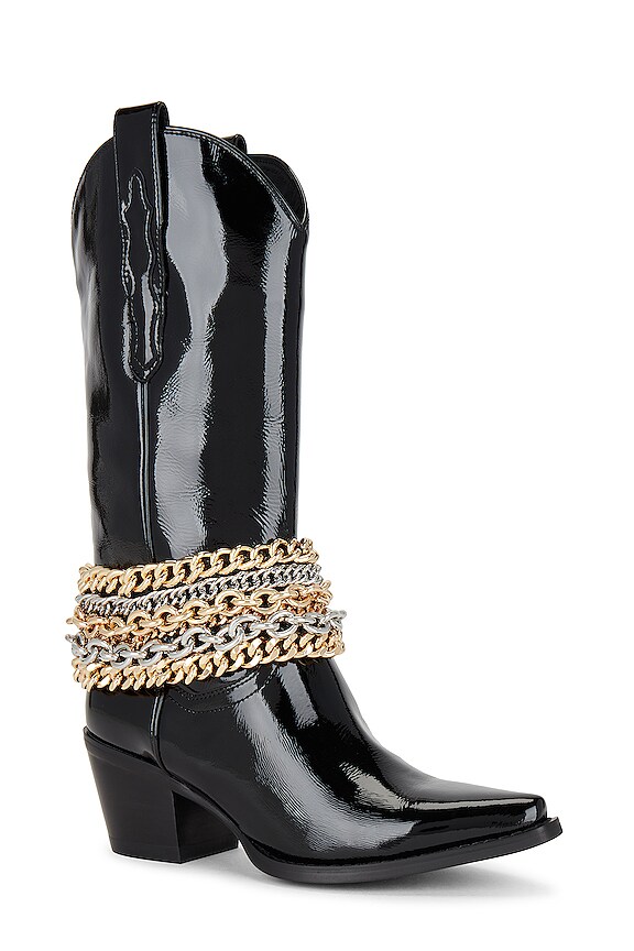 view 2 of 5 DAGGET 부츠 in Black Crinckle Pattern & Gold