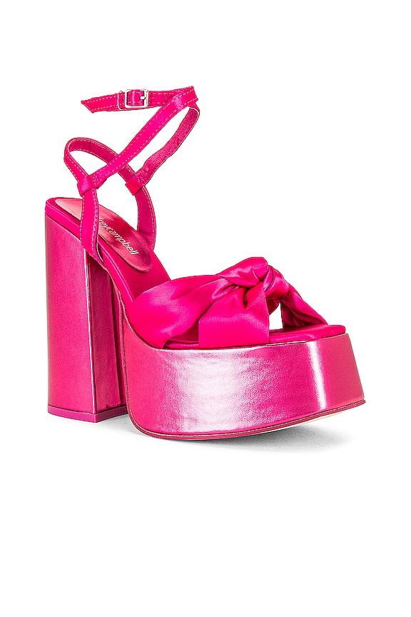 view 2 of 5 Seventies Platform Sandal in Fuchsia Satin