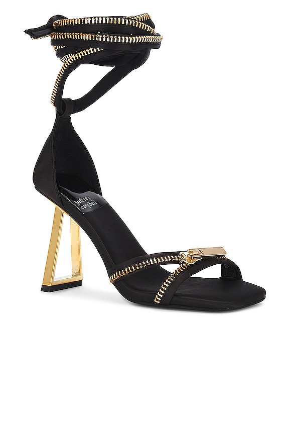 view 2 of 5 Zipped-Up Sandal in Black & Gold