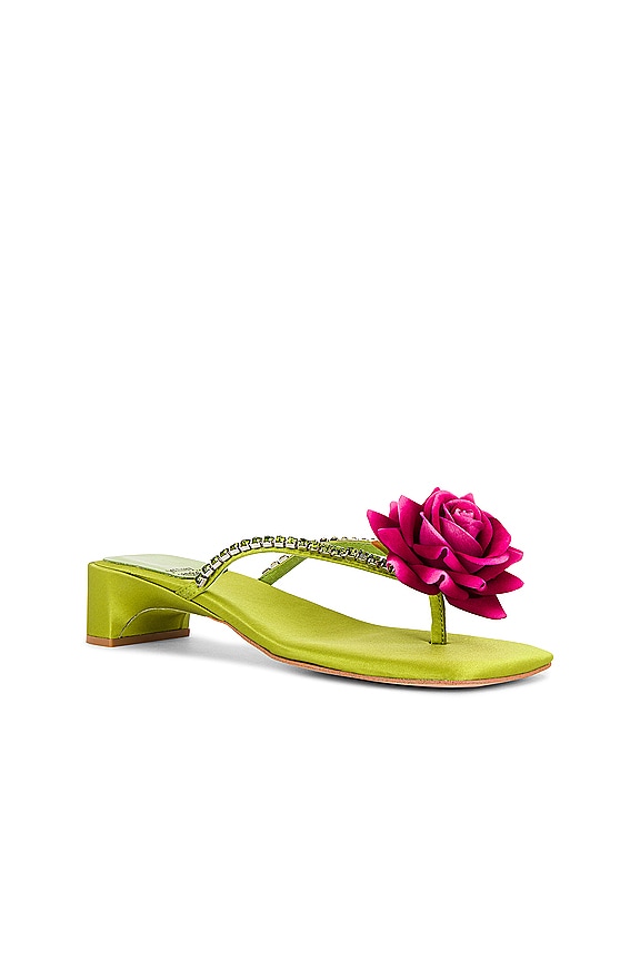 view 2 of 5 Primrose Sandal in Green Silk Fuchsia