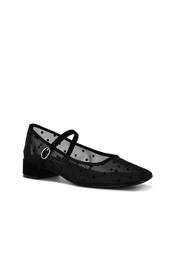 view 2 of 5 TOP TIER 플랫 in Black Polka Dot Mesh Suede