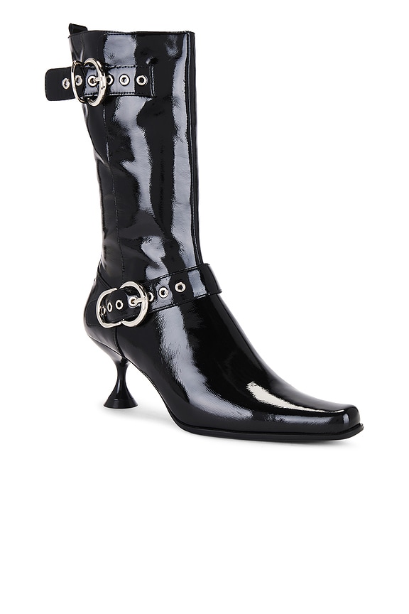 view 2 of 5 Cornered Boot in Black Crinkle Patent