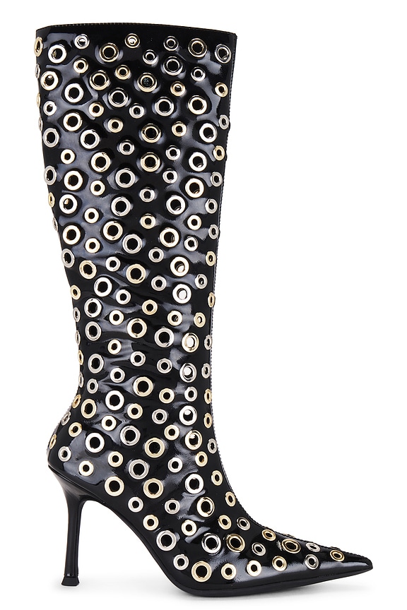 view 1 of 5 Holey Boot in Black Crinkle Patent Comb