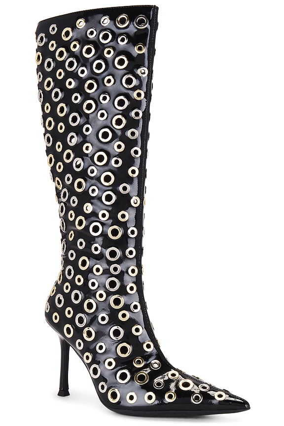 view 2 of 5 Holey Boot in Black Crinkle Patent Comb
