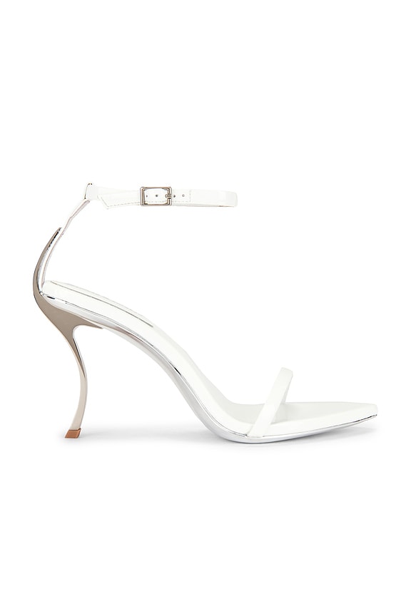 view 1 of 5 Obsession Sandal in White Patent & Silver