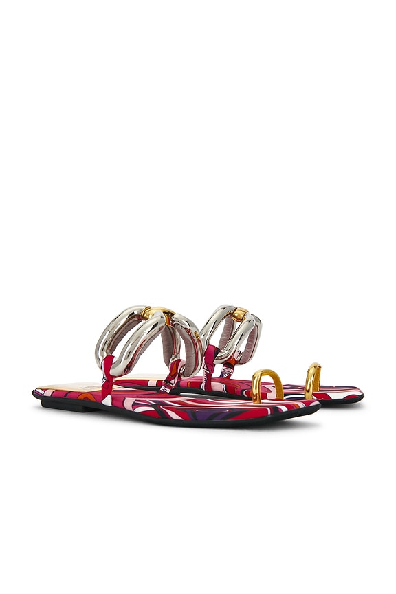 view 1 of 5 SANDALIA GUILDED FLAT in Red & Pink Multi