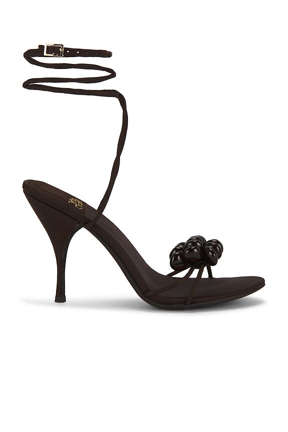 view 1 of 5 Safia Sandal in Brown Satin Combo