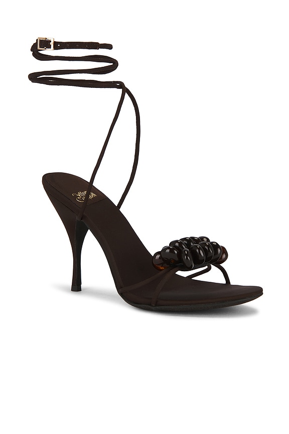 view 2 of 5 Safia Sandal in Brown Satin Combo