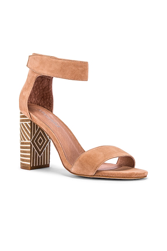 view 2 of 5 Lindsay Sandal in Blush Suede & White Triangle Stack Heel