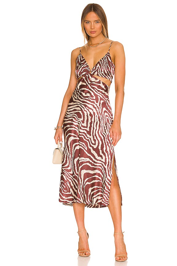 view 1 of 3 Eliza Cutout Slip Dress in Mahogany Jumbo Moire