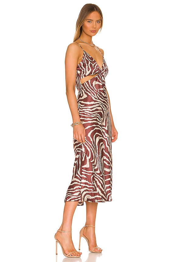 view 2 of 3 Eliza Cutout Slip Dress in Mahogany Jumbo Moire