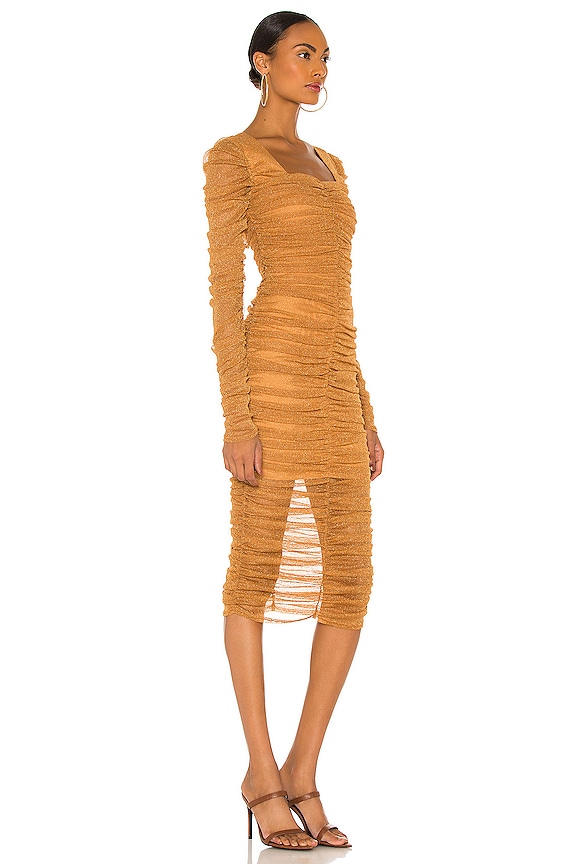 view 2 of 4 Zinnia Ruched Midi Dress in Cinnamon