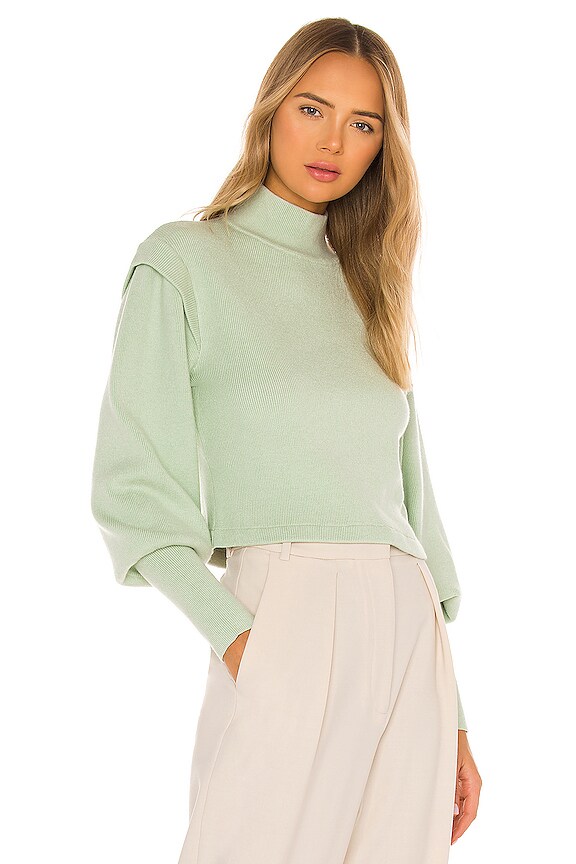 view 2 of 4 Max Heavy Rib Puff Sleeve Pullover in Mint