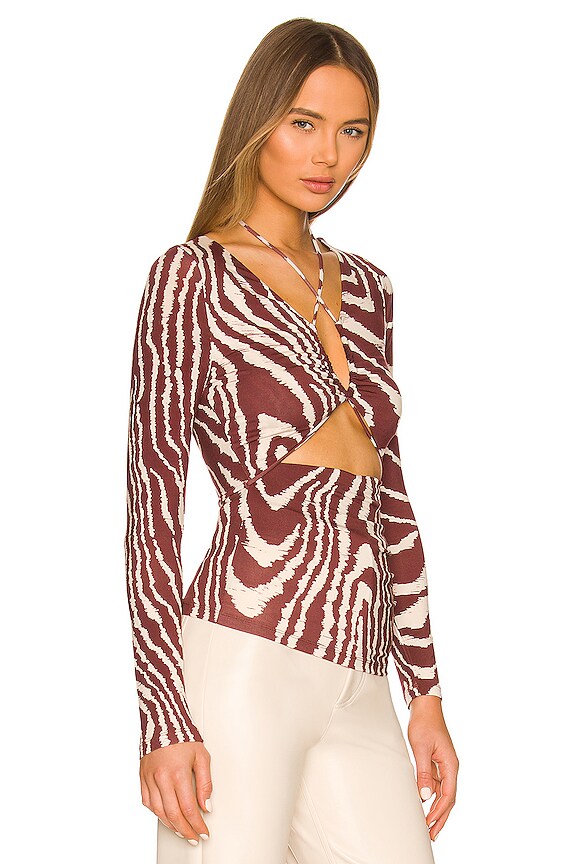 view 2 of 4 Zion Tie Top in Mahogany Jumbo Moire