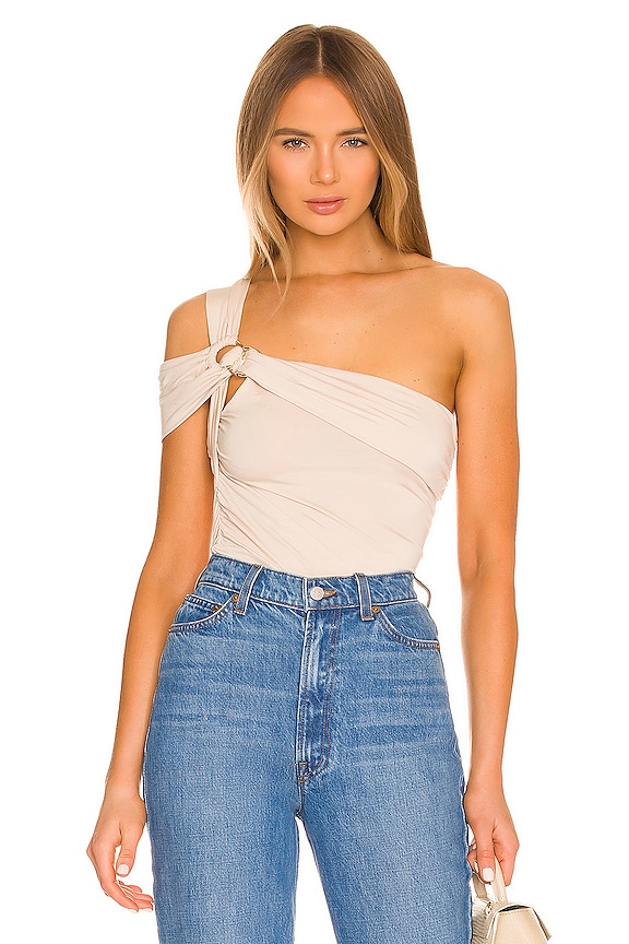 view 1 of 5 Soraya Asymmetric Draped Top in Shell