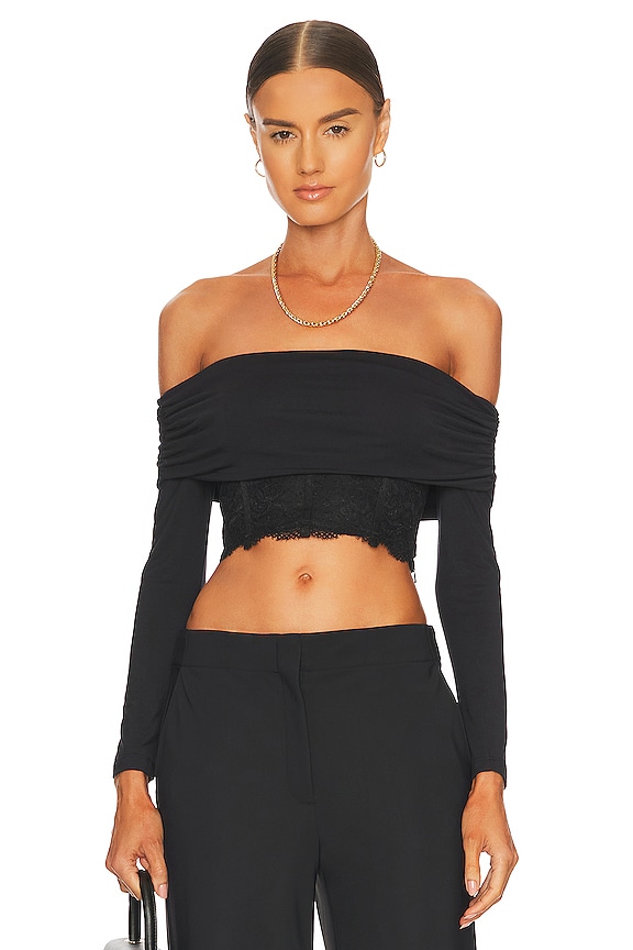 view 2 of 5 Sheena Off Shoulder Bustier Top in Black