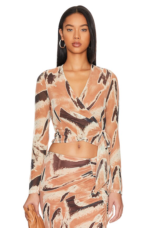 view 1 of 5 Tobias Wrap Top in Soft Clay Multi