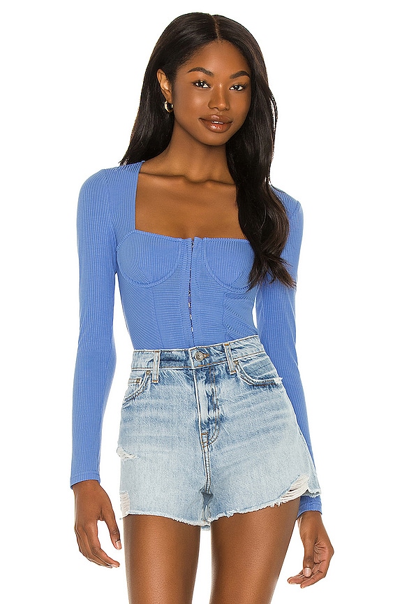 view 1 of 4 Shay Recycled Rib Bustier Top in Cerulean