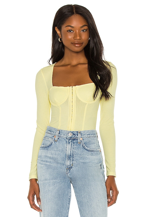 view 1 of 4 Shay Recycled Rib Bustier Top in Lemon