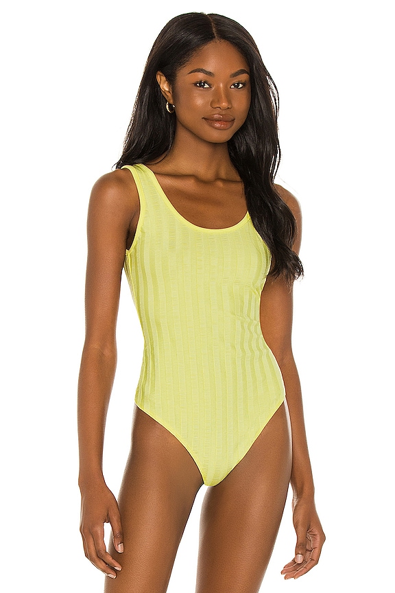 view 2 of 5 Irene Compact Rib U Neck Bodysuit in Lemon