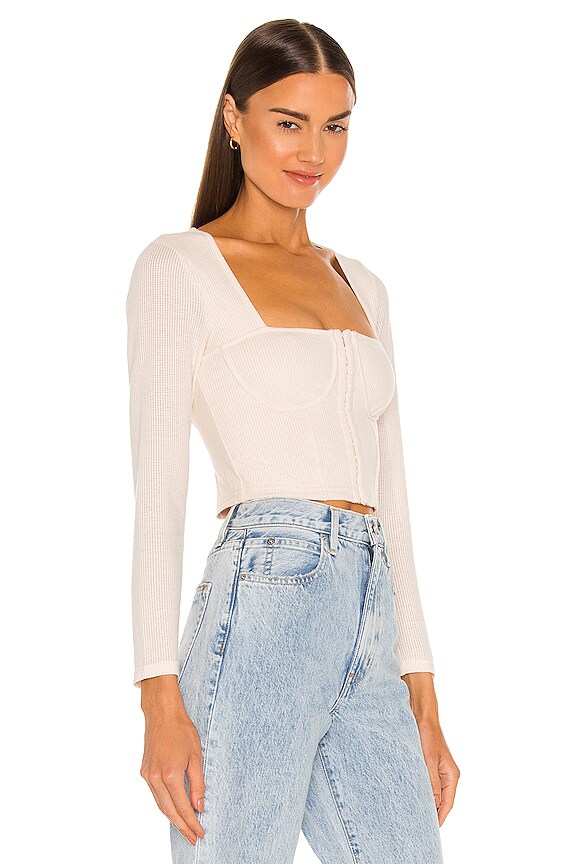 view 2 of 4 Shay Bobbinet Long Sleeve Bustier Top in Parchment