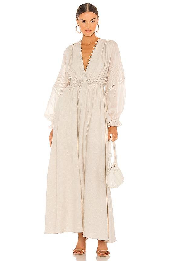 view 1 of 3 Melinda Linen Maxi Dress in Flax