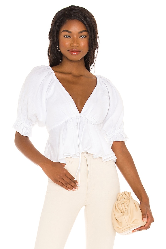 view 1 of 4 Sophia Linen Top in Optical White