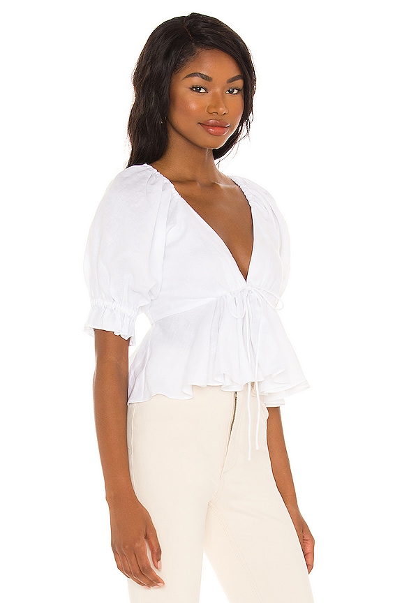 view 2 of 4 Sophia Linen Top in Optical White