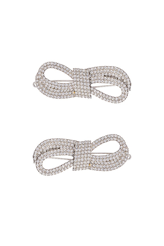view 2 of 3 Lara Crystal Bow Barrette in Crystal