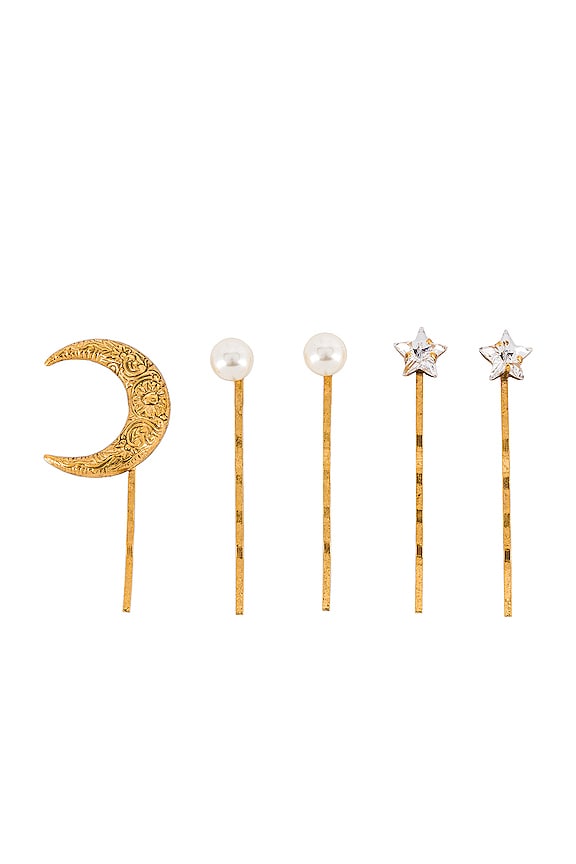 view 2 of 3 Oberon Bobby Pin Set in Crystal Antique Gold