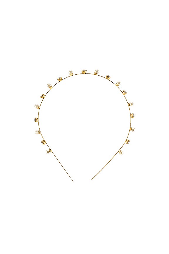 view 2 of 3 Ines Skinny Headband in Crystal & Pearl