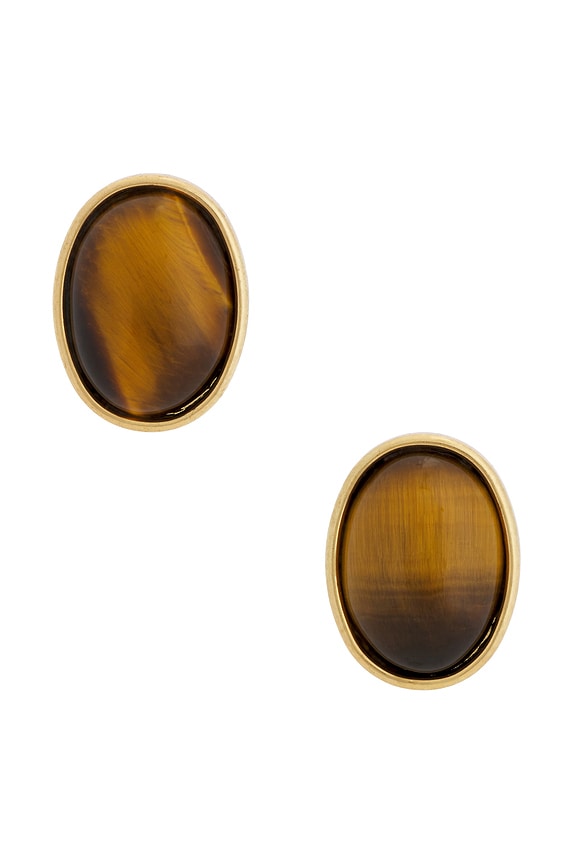 view 1 of 2 CLOUS D'OREILLES ELAINE in Tiger's Eye